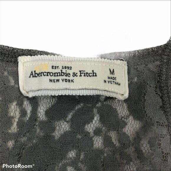 A&F Cropped Grey Tank Top With Lace‎ Back Medium - Picture 9 of 10